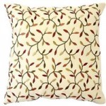 Natural Embroidery Leaf Cushion Light Brown / Natural