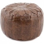 Moroccan Stitched Pouffe Tan (Brown)