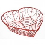 Cookshop Heart Shaped Red Wire Basket Red