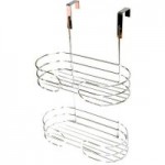 Bathroom Basics Two Tier Over Door Caddy Silver