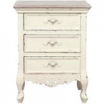Camille Ivory 3 Drawer Bedside Table Cream