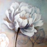Peony Printed Canvas Duck Egg Blue