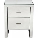 Venetian Mirrored 2 Drawer Bedside Table White