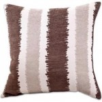 Large Chenille Striped Cushion Chocolate Brown