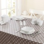 Taupe Dotty Square PVC Tablecloth Taupe
