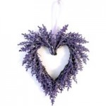 Artificial Lavender Twig Hanging Heart Purple