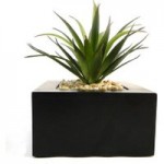 Artificial Green Plant in Wood Pot Green