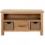 Sidmouth Oak TV Stand With Baskets Light Brown / Natural