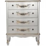 Toulouse Silver Wide 4 Drawer Chest Silver