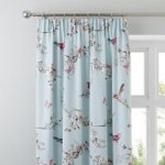 Beautiful Birds Duck-Egg Thermal Pencil Pleat Curtains Duck Egg Blue