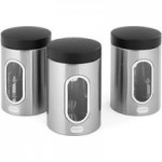 Addis Deluxe Stainless Steel Set of 3 Canisters Matt Silver