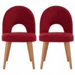 Skandi Oak Pair of Upholstered Chairs Red