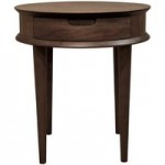 Skandi Walnut Lamp Table with Drawer Chocolate Brown