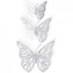 Set of 3 Silver Metal Butterflies Silver