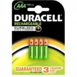 Duracell AAA Rechargeable 4 Pack Black