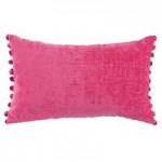 Chenille PomPom Fuchsia Boudoir Cushion Fuchsia