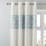 Evie Butterfly Duck Egg Thermal Eyelet Curtains Blue / Cream