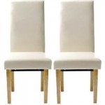 Hunston Faux Leather Pair of Extra Large Dining Chairs – Cream Cream