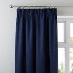 Solar Navy Blackout Pencil Pleat Curtains Navy Blue