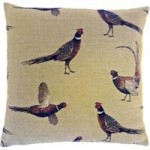 Pheasant Tapestry Cushion Light Brown / Natural