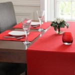 Red Ribbed Table Runner Red
