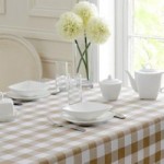 Taupe Gingham Check Table Cloth Taupe