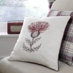 Balmoral Red Thistle Cushion Red / Brown