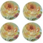 Flora and Fauna Set of 4 Round Floral Placemats Light Brown / Natural