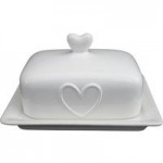 Country Heart Butter Dish Gloss White