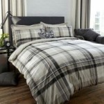 Salvage Check Grey Reversible Duvet Cover and Pillowcase Set Grey