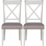 Eaton Cross Back Pair of Dining Chairs – Walnut and Grey Light Grey