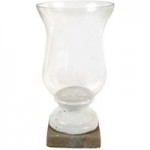 Dorma Stone Base Hurricane Candle Holder Clear