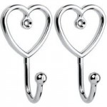 Pack of 2 Chrome Heart Curtain Hooks Silver