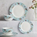 Beautiful Birds 12 Piece Dinner Set Duck Egg Blue