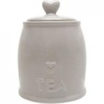 Country Taupe Heart Tea Storage Jar Taupe