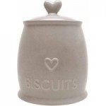Country Taupe Heart Biscuit Canister Taupe