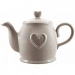 Country Heart Taupe Teapot Cream
