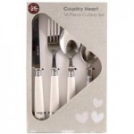 Country Heart White 16 Piece Cutlery Set White