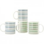 Pack of Four Watercolour Mugs Green / Blue