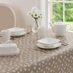 Taupe Daisy PVC Tablecloth Taupe