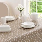 Daisy Round PVC Tablecloth Taupe