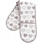 Country Taupe Heart Double Oven Glove Taupe (Brown)