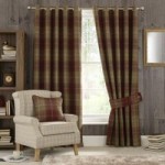 Highland Check Wine Eyelet Curtains Red / Brown