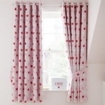 Loveable Hearts Blackout Eyelet Curtains Pink