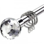 Krystal Extendable Satin Silver Curtain Pole Dia. 16/19mm Silver