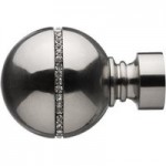 Mix and Match Satin Silver Diamante Ball Finials Dia. 28mm Silver