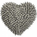 Ruffled Heart Cushion Grey