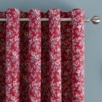Ava Patchwork Red Thermal Eyelet Curtains Red