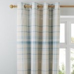 Check Duck Egg Thermal Eyelet Curtains Duck Egg Blue