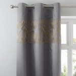 Grayson Pewter Thermal Eyelet Curtains Grey / Gold